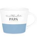 Kaffeetasse ‚Bester Papa Der Welt‘ – Vintage Keramikbecher, 400 Ml, Spülmaschinengeeignet | In Weiß