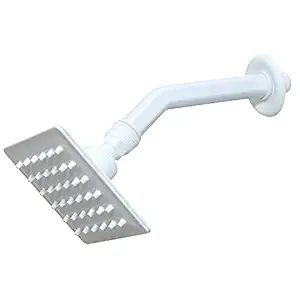 Crotomak ABS Ultra Slim Over Head Shower With Arm Square, Bath Shower Head Set, Pressure Rain Shower Head (4 X 4 Inch, Milky White) (Pack Of 1)