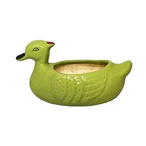 ShopMeFast Duck Shape Ceramic Pots Ceramic Planters Garden Planters for Indoor Plants/Planters,Home Decor,Garden Decor,Office Decor,Decorative Succulents Pot (Color: Green)(L:25 cm, W:13 cm, H:14 cm)