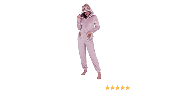 hooded sloth fleece jumpsuit