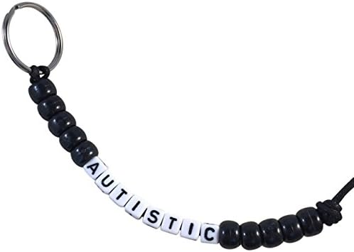 HH Jewellery AUTISTIC Keyring Black Acrylic Beads Medical Alert Autism