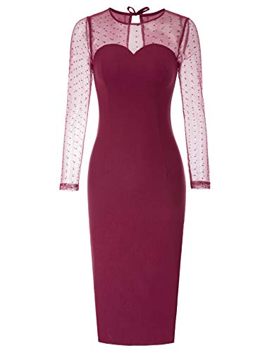 Belle Poque Midi Robe Crayon Haute Extensible Non Doublure Vin S