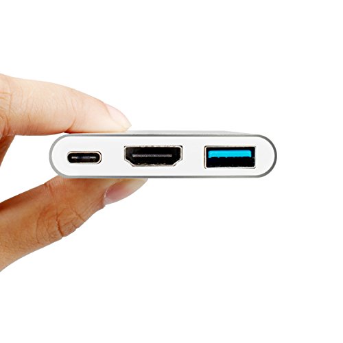 QQPOW Typ C USB 3.1 Hub mit HDMI Unterstützung 4K Vision Output Charge Port für Macbook, Google Chromebook Pixel und Typ C Geräte (HDMI+USB3.0+Type-C, golden) - 2