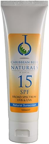 Caribbean Blue Zinc Oxide Natural Mineral Sunscreen - SPF15 - 100ml, ideal for prickly heat rash, eczema, sensitive skin. Vegan