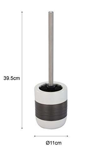 axentia 122418 WC-Garnitur Athen, Zubehör aus Keramik mit Edelstahlgriff, Bürste und Halter, weiß / grau, 11 x 11 x 39,5 cm - 5