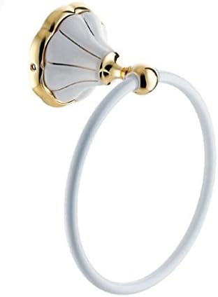 LD&amp;P Wall-Mounted towel ring European pastoral copper flower porcelain white fashion towel ring round towel hanging high-end bathroom supplies