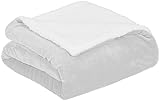 Lavable a máquina Manta de tela sherpa y microvisón, 220 x 240 cm, Gris