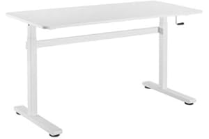‎HOKO HOKO® Ergo-Table KOMPAKT. Höhenverstellbarer Kinder/Jugend/Gaming Schreibtisch KOMPLETT MIT TISCHPLATTE 140 x 60cm Weiß. Bedienung mit Handkurbel. Ergonomisches Sitzen und Stehen