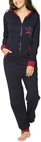 Women's Casual Jumpsuit with Cuffs at Wrist and Ankle Hooded Sleepwear Onesie Rompers Pajamas 100% Cotton