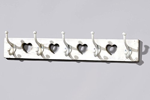 Hakenleiste Garderobenhaken Herz Shabby Chic Wandhaken weiß