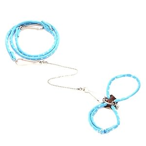 Domire Rata Ratón Mascota hámster Correa Plomo arnés Ajustable de la Cuerda hámster Buscador de Campana Azul 32inches