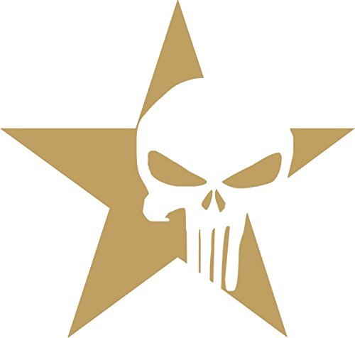 isee360 Reflective CUSTOMISED Star Skull Compatible for Royal Enfield Golden Colour Sticker Size: 4.75" X 4.75 INCH