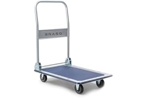 ‎BRASQ BRASQ, Transportwagen klappbar, maximalen Tragkraft von 150 kg, Rahmen und Ladefläche Stahl, robust, Plattformwagen mit beweglichen Reifen