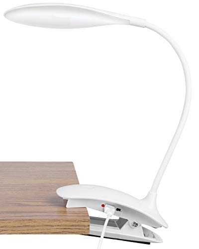 FosPower Lampe De Bureau à Pince, Réglable Lampes de Lecture avec Soin Oculaire, Dimmable Lampe de Chevet à 22 LEDs, Rechargeable USB Câble, 3 Niveaux de Luminosité Réglables avec Contrôle Tactile