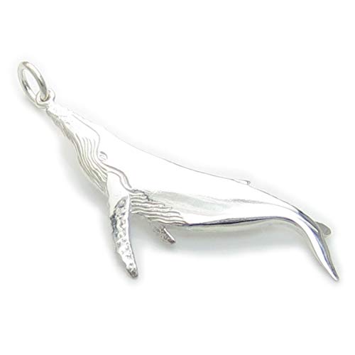 Ballena jorobada 2D de plata esterlina 925. 1 x ballenas Wales encantos PJPC240