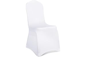 Babenest Premium Spandex Chair Cover, Upgraded 10 PCS White Super Stretch Chair Cover with Elastic Leg Pocket, Removable Washable Party Chair Slipcover,Wedding, Event, Banquet Decoration (white,10)
