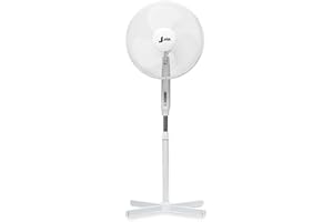 JRIA 16” Inch Oscillating Pedestal Air Cooling Electric Fan 90°Oscillation 3 Speed Control Adjustable Extendable Stand Hot Summer Air Cooling Electric Portable Stand Fan (16 Inch Without Remote, White)