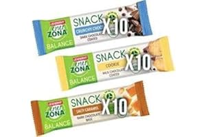 ENERVIT Enerzona Snack Variety Pack ● 30 Barrette da 33g ● 10 cookie + 10 caramello + 10 crunchy choco