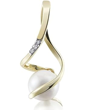 Goldmaid Damen-Anhänger Süßwasserperle 585 Gelbgold 3 Diamanten SI/H 0,02 ct. Schmuck