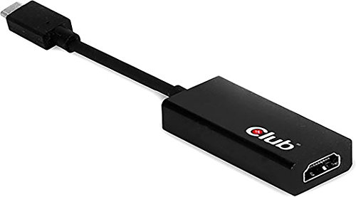 CLUB3D USB 3.1 Type C to HDMI 2.0 UHD Active Adapter - Adaptador para Cable (Macho/Hembra, Negro, Oro, 3840 x 2106 Pixeles, 3840 x 2106 Pixeles, Activo)