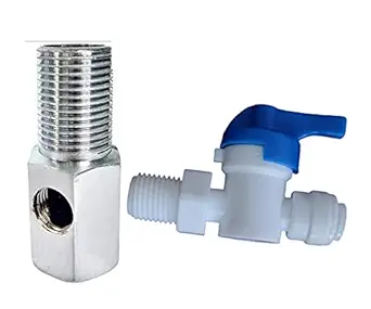 AquaDart RO Steel Inlet Ball Valve Set of ? Inch with Plastic Connector for Connection with Raw Water Tap Suitable for All Types of RO UV UF Water Purifiers.