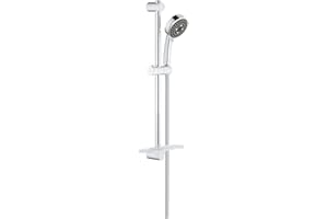 GROHE Ensemble de douche Vitalio Comfort 100, pommeau de douche Vitalio Comfort 3 jets, barre de 600mm, flexible tuyau de douche VitalioFlex 1750mm, chromé, 26097000 (Import Allemagne)
