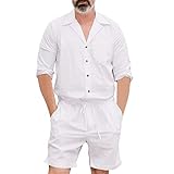 Luckycat Herren Sommer Jumpsuit, Herren Jogginganzug Einfarbig Anzug Set Sport und Freizeit Sportanzug Trainingsanzug Herren Overall Jumpsuit Jogging Sportanzug Trainingsanzug Jogginganzug
