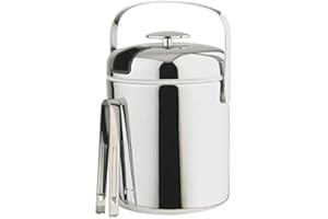 BUDDY´S BAR Buddy's Bar - Cubitera, Set, cubitera de Acero Inoxidable Brillante Carcasa de plástico Elegante con Pinza de Hielo y Bandeja de Goteo con asa de Transporte, Especialmente aislada, 1,3 L.