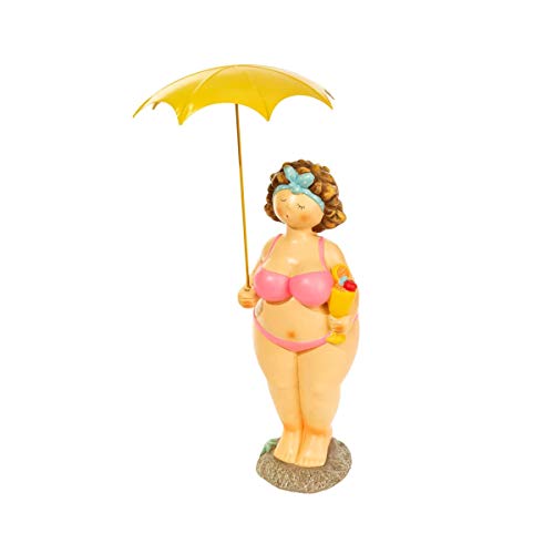 Dekofigur Beachlady Roxanna - Badelady mit Sonnenschirm - Polyresin - Höhe ca. 48 cm