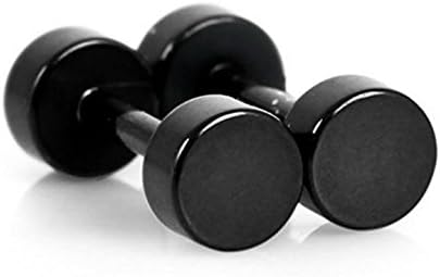 1 Pair Cool Stainless Steel Round Double-side Screw Barbell Earrings for Men 4mm (Black)