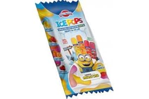 Dolci Preziosi Ice Pop Minions Ghiaccioli con succo di frutta pronti da congelare; 6 confezioni da 10 ghiaccioli gusto limone, fragola, arancia , lampone