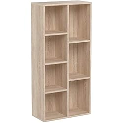 VASAGLE Bibliothèque à 7 casier, Bibliothèque Debout Robuste, Etagère de Rangement, Meuble de TV, 50 x 24 x 106 cm (L x 1 x H), Chêne Clair LBC27NL