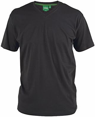 Duke D555 Mens King Size Big &amp; Tall V-Neck Plain Cotton T-Shirt Tee Short Sleeve Top, 5XL,Black