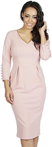 EverFaB London Pencil Pleated Dress – ‘Willow’ - Ladies – Sizes 8 To 18 by (Blush, 18)
