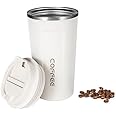 Fitto White Coffee Mug with Lid, 380ml Double Wall Insulated Stainless Steel Mug – Travel-Friendly, Leak-Proof Coffee Cup for Hot & Cold Beverages – BPA-Free, ASSORTED COLORS