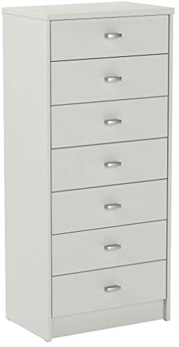 IDIMEX Commode chiffonnier Donia, Meuble de Rangement avec 7 tiroirs en Colonne, en mélaminé Blanc Mat