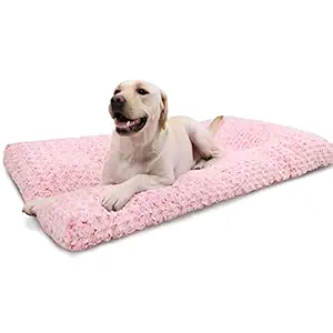 Washable Dog Bed Deluxe Plush Dog Crate Beds Fulffy Comfy Kennel Pad Anti-Slip Pet Sleeping Mat for Large, Jumbo, Medium, Small Dogs and Cats Breeds, 35