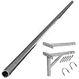 10' ft feet / foot 3m STEEL mast 1.5" aerial mounting mast pole and 12" Galvanized T&K wall bracket fixing KIT
