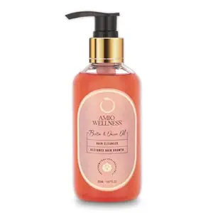 Amio Wellness Biotin & Onion Oil Shampoo 200ml | Pure and Natural SLS and Paraben Free | Hair Cleanser for hair fall reduction & improving hair growth with green tea, shikakai & reetha extract, helps to increase hair volume & quality