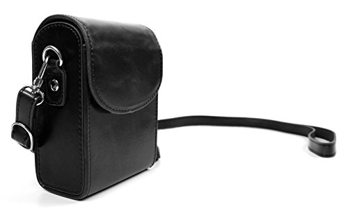 Duragadget Sacoche   tui de Protection pour Appareil Photo Nikon 1J2  Coolpix S9300  S800  L610 et S02 - Aspect Cuir Noir   bandouli  re     dragonne Bonus