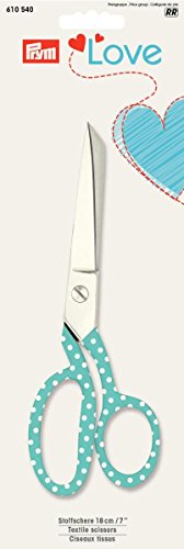 prymlove Polka Dot Griff Textil Schere, Metall, türkis, 18 cm/17,8 cm