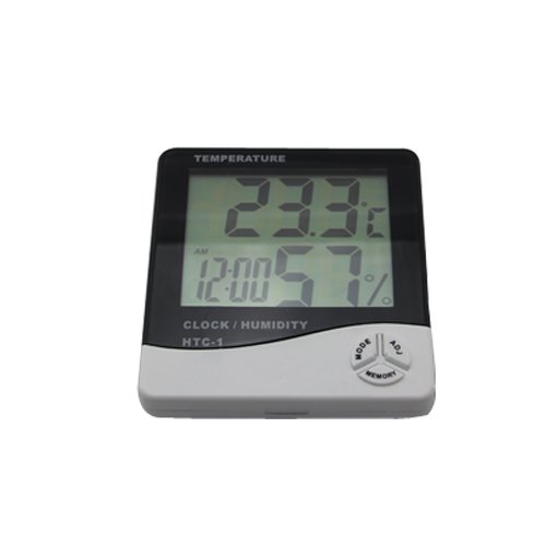 Preisvergleich Produktbild LCD-Thermometer, Hygrometer, Messgerät für Luftfeuchtigkeit und Temperatur, Alarm, Uhr, Kalender