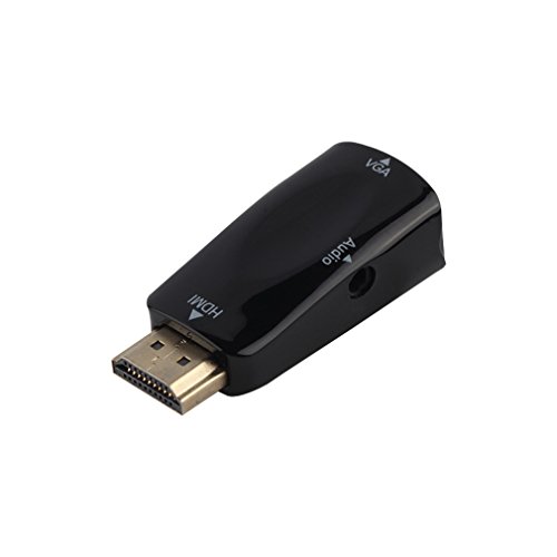 LESHP HDMI zu VGA Adapter, Mann zum weiblichen Konverter-Kasten-Adapter mit 3.5mm AV Audiokabel für PC HDTV (Schwarz)