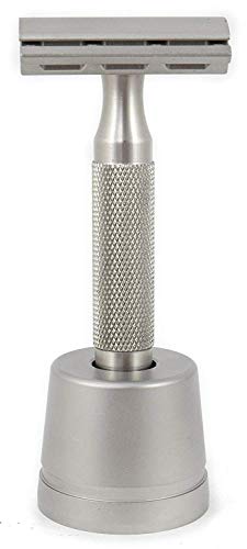 Rockwell 6S Verstellbar Stainles Stahl Sicherheitsrasierer - Keine Klingen Enthalten - mit passenden Edelstahl Ständer