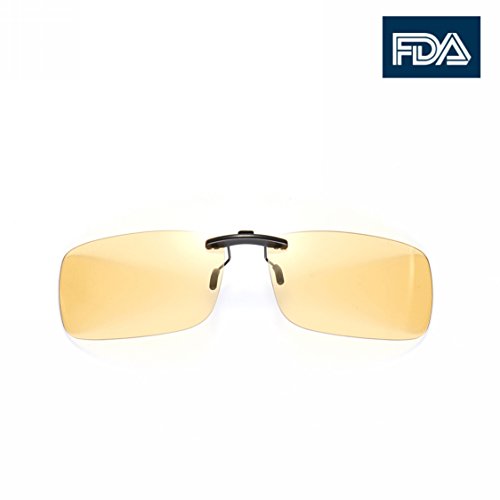 Preisvergleich Produktbild US Patent-Melanin! Viscare UNBREAKABLE Computer Gamer Glasses Clip On, Blue Light Filter UV Blocking Digital Eye Strain Relief Anti-glare Radiaton Protection (0.00, Clip on)