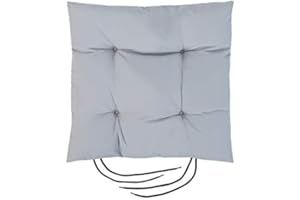 Gardenista Garden Chair Seat Cushion with Ties | Slip Free Hypoallergenic Tufted Pad | Water Resistant Thick Quality | Great for Indoors & Outdoors | Secure Ties (1 Piece, Silver)