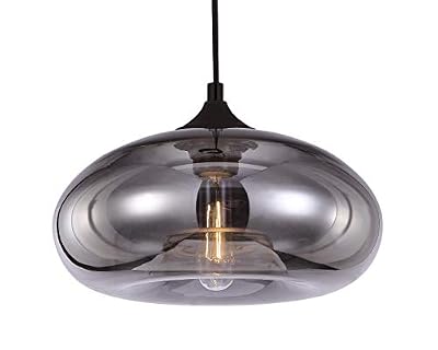 LUSSIOL Luminaire Bronks, suspension verre mercurisé, 40 W, gris, ø 18 x H 30 cm