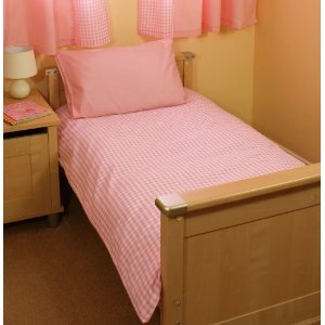 Pink Gingham cot duvet Cover & Pillowcase - 100x120cm - UK Made