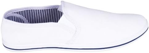 Mens Casual Canvas Casual Elasticated Fit Slip On Plimsoll Deck Shoe Espadrilles Pumps White 10