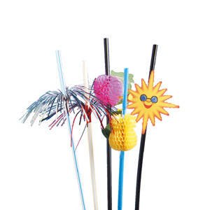 Strohhalme Deko-Sortiment bunt, 8 Stk. 24 cm